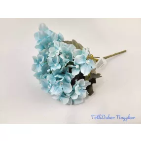 Hortenzia 5 ágú selyem csokor 26 cm - Világoskék