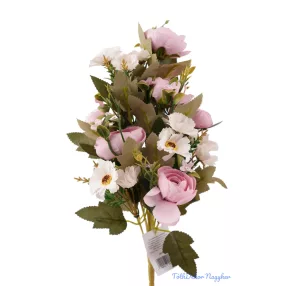   Féloldalas 12 ágú boglárka-cínea selyemcsokor 41 cm - Rózsaszín