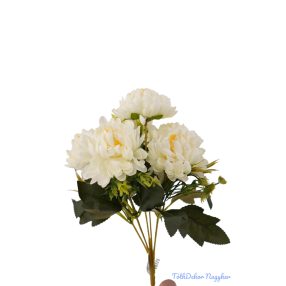 Krizantém 6 ágú selyemvirág csokor 28cm - Krém