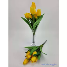 Tulipán 9 fejes selyem csokor 35 cm - Sárga