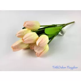 Tulipán 9 ágú selyem csokor 44 cm - Halvány Rózsaszín