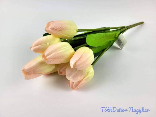 Tulipán 9 ágú selyem csokor 44 cm - Halvány Rózsaszín