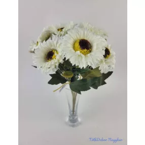 Százszorszép 6 ágú selyem csokor 34 cm - Törtfehér
