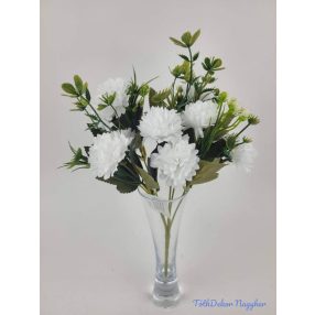 Krizantém 5 ágú 10 fejes selyem csokor 31cm - Fehér