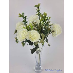 Krizantém 5 ágú 10 fejes selyem csokor 31cm - Krém