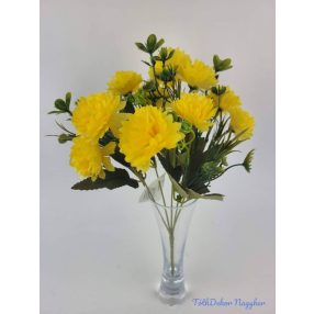 Krizantém 5 ágú 10 fejes selyem csokor 31cm - Sárga