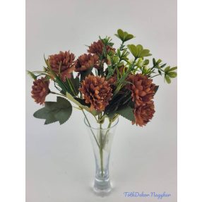 Krizantém 5 ágú 10 fejes selyem csokor 31cm - Rozsda