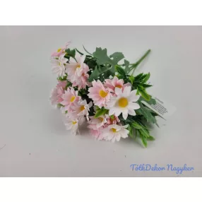   Margaréta 5 ágú selyem csokor 27 cm - Halvány Rózsaszínes