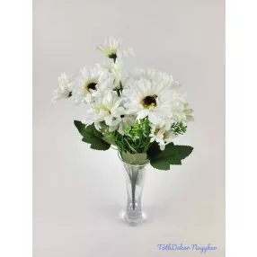Margaréta 6 ágú selyem csokor 34 cm - Fehér