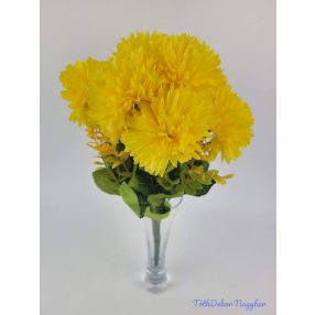 Krizantém 9 ágú selyem csokor 36cm - Sárga
