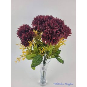 Krizantém 9 ágú selyem csokor 36cm - Bordó