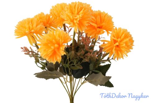 Krizantém 9 ágú selyem csokor 36cm - Napsárga