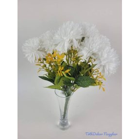 Krizantém 9 ágú selyem csokor 36cm - Fehér