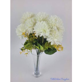 Krizantém 9 ágú selyem csokor 36cm - Krém