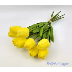 Tulipán gumi 9 szálas kötegelt csokor 32 cm - Sárga