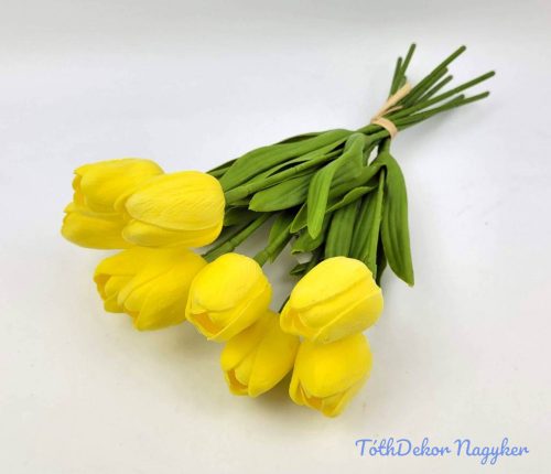 Tulipán gumi 9 szálas kötegelt csokor 32 cm - Sárga