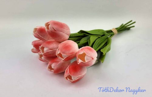 Tulipán gumi 9 szálas kötegelt csokor 32 cm - Piruló Átmenetes