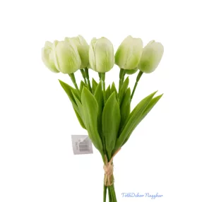 Tulipán gumi 9 szálas kötegelt csokor 32 cm - Zöldes