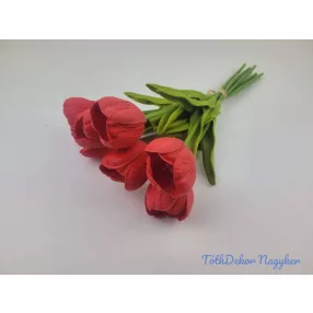 Nyíló gumi tulipán 7 szálas köteg 33cm - Piros
