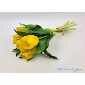 Élethű gumi tulipán 7 szálas mix köteg 28 cm - Sárga