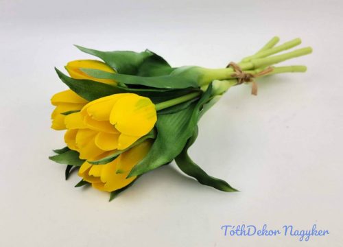 Élethű gumi tulipán 8 szálas mix köteg 28 cm - Sárga