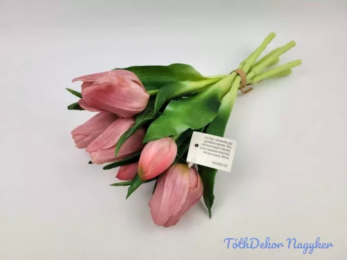 Élethű gumi tulipán 7 szálas mix köteg 29 cm - Világos Mályvás