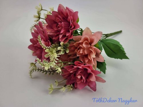 Dália 7 fejes selyemvirág csokor 40 cm - Rózsaszínes Mix