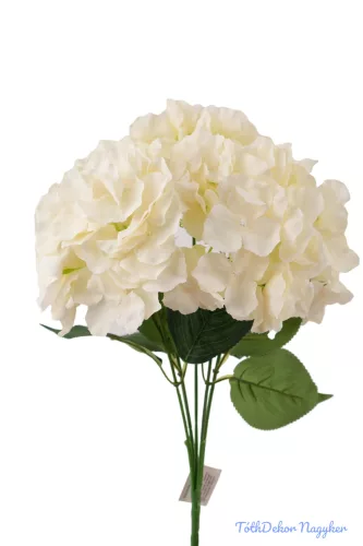 Hortenzia 5 ágú selyemvirág csokor 46 cm Krém