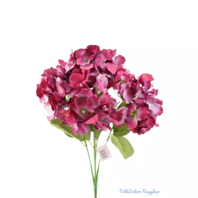 Hortenzia 5 ágú selyemvirág csokor 46 cm Pink-Burgundi