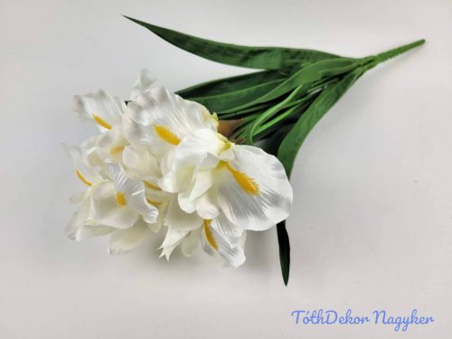 Írisz 7 ágú selyemvirág csokor 49 cm - Fehér