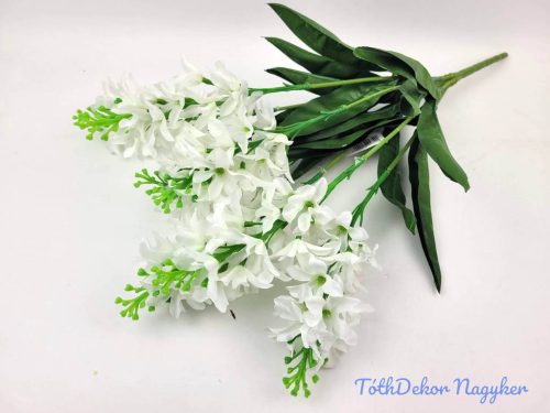 Jácint 7 ágú selyemvirág csokor 52 cm - Fehér
