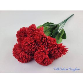   Krizantém 7 ágú selyemvirág csokor D8,5cm M41cm - Világos Bordó