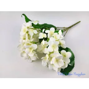 Hortenzia 5 ágú gumis csokor 46 cm - Törtfehér