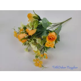 Bimbós rózsa 5 ágú csokor 32 cm - Halvány Narancs