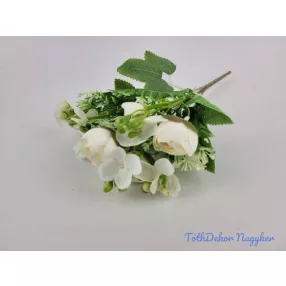 Boglárka 5 ágú selyem csokor 29 cm - Törtfehér