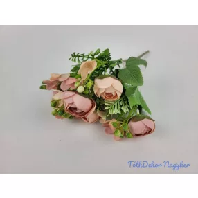 Boglárka 5 ágú selyem csokor 29 cm - Korall