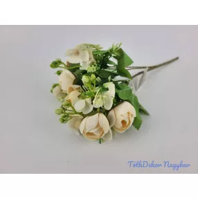 Boglárka 5 ágú selyem csokor 29 cm - Krémes