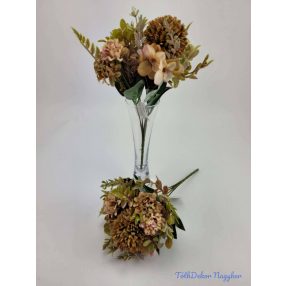 Krizantém hortenzia 5v selyem csokor 28cm - Őszies