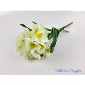 Nárcisz 7 ágú selyem csokor 43 cm - Fehér