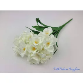 Nárcisz 7 ágú selyem csokor 42cm - Fehér