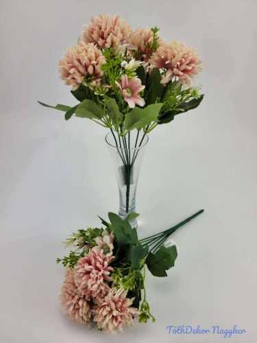 Krizantém 7v selyem csokor 31cm - Barackos