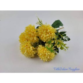 Krizantém 7v selyem csokor 31cm - Sárga