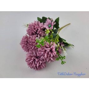 Krizantém 7v selyem csokor 31cm - Mályva