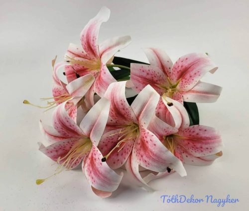 Gumis liliom 7 ágú csokor 60 cm - Fehér-Rózsaszínes