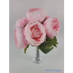 Peónia 6 ágú selyem csokor 30 cm - Rózsaszín