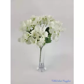 Hortenzia 5 ágú selyem csokor 26 cm - Törtfehér