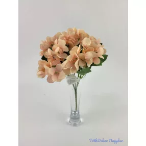 Hortenzia 5 ágú selyem csokor 26 cm - Barackos