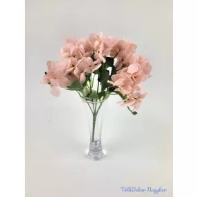 Hortenzia 5 ágú selyem csokor 26 cm - Rózsaszínes