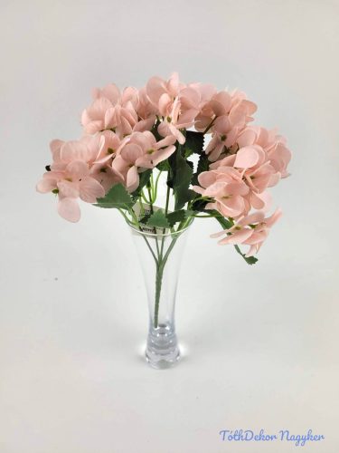 Hortenzia 5 ágú selyem csokor 26 cm - Rózsaszínes
