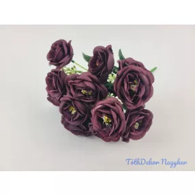 Rózsa 7 ágú selyem csokor 30 cm - Bordó